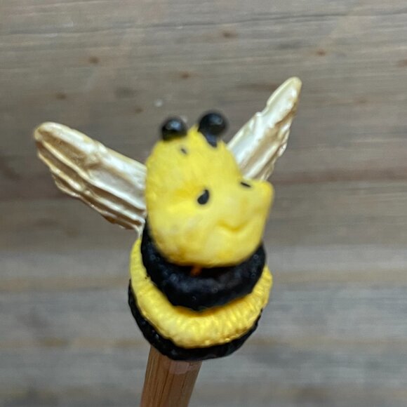 Honey Pot with Lid and Wooden Dipper with Bee Ceramic Beehive by Designpac Inc - Picture 2 of 4